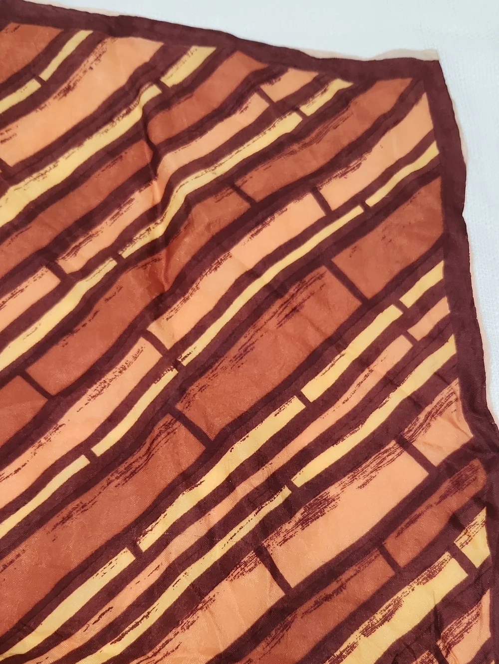 Striped Rust and Peach Square Scarf